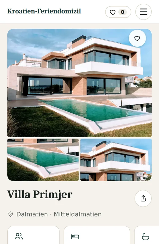 Primjer oglasa na Kroatien-Feriendomizil na mobitelu